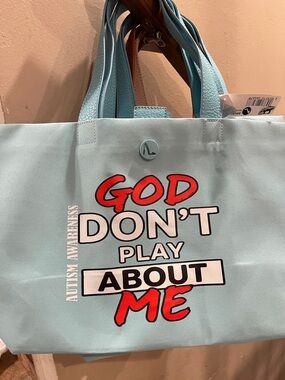 Autism Awareness hand embroidery Blue Tote Bag 🧩